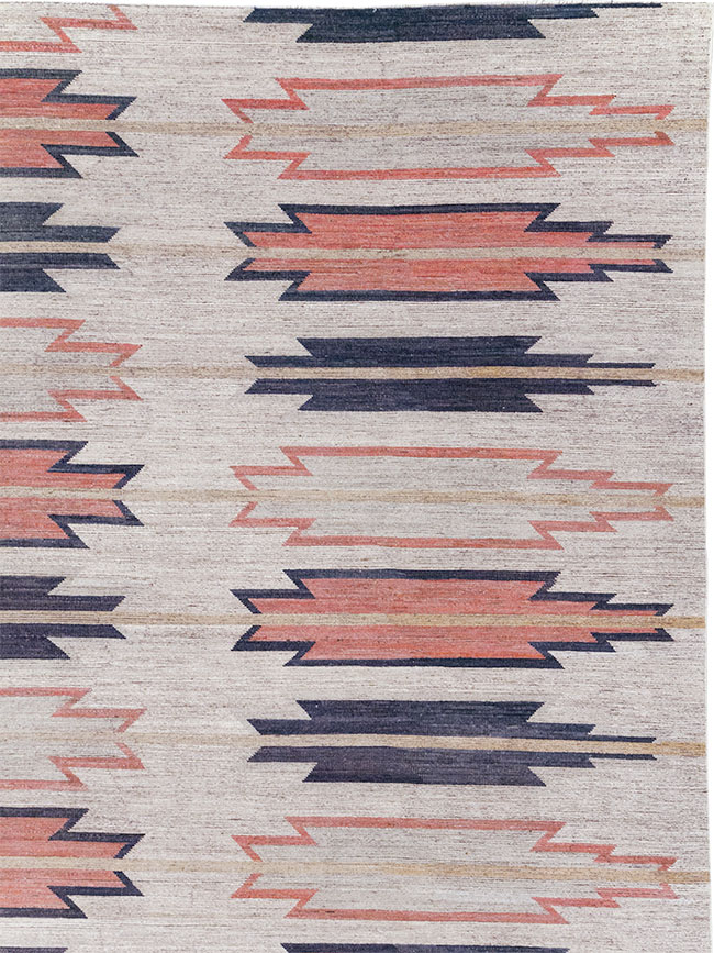 Navajo Inspired Modern East Turkestan Khotan Room Size Carpet, No.32374 - Staging