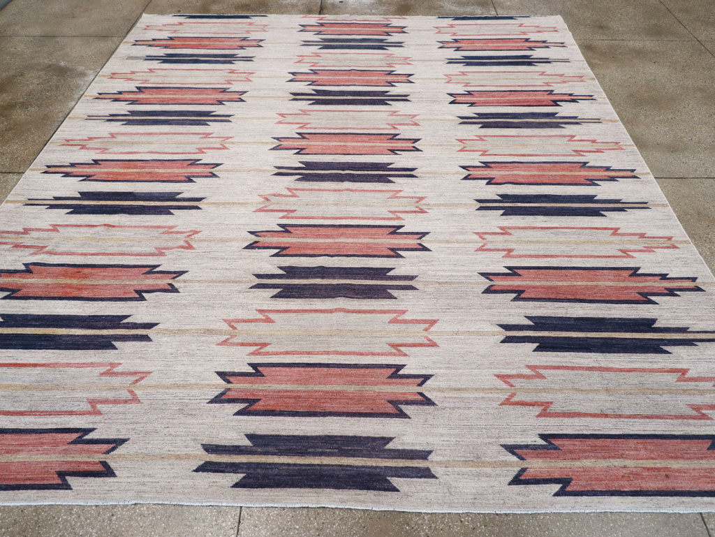 Navajo Inspired Modern East Turkestan Khotan Room Size Carpet, No.32374 - Staging