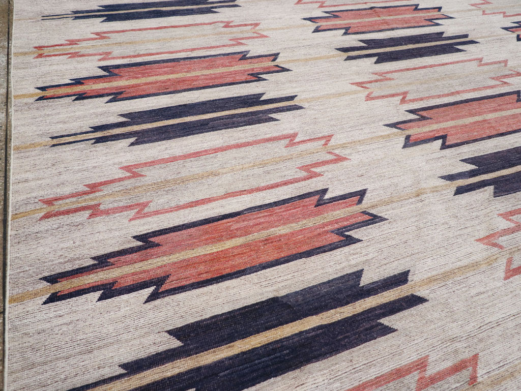Navajo Inspired Modern East Turkestan Khotan Room Size Carpet, No.32374 - Staging