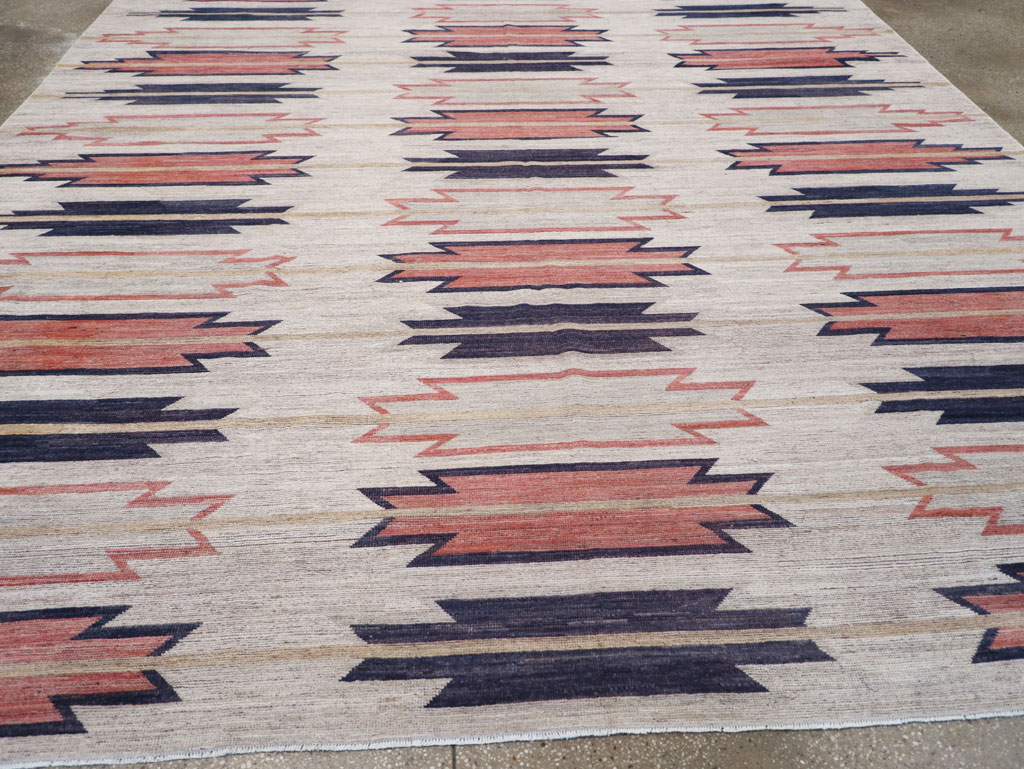 Navajo Inspired Modern East Turkestan Khotan Room Size Carpet, No.32374 - Staging