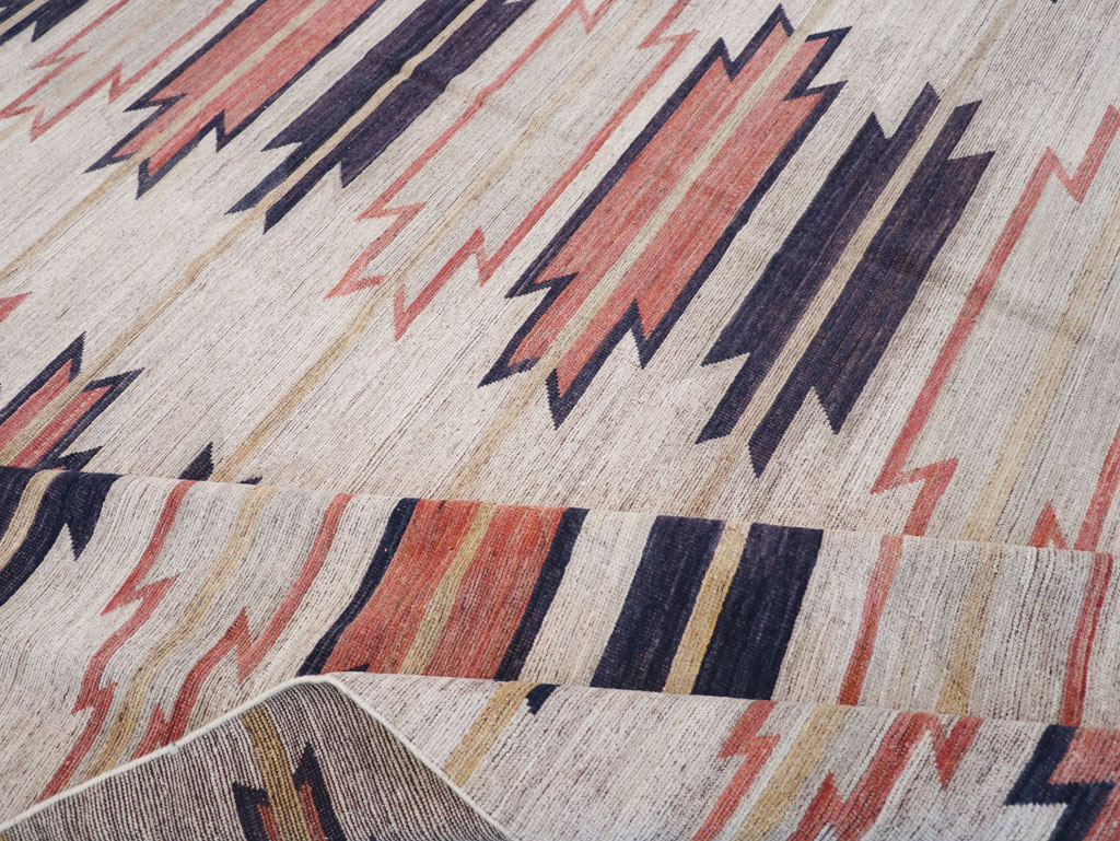 Navajo Inspired Modern East Turkestan Khotan Room Size Carpet, No.32374 - Staging