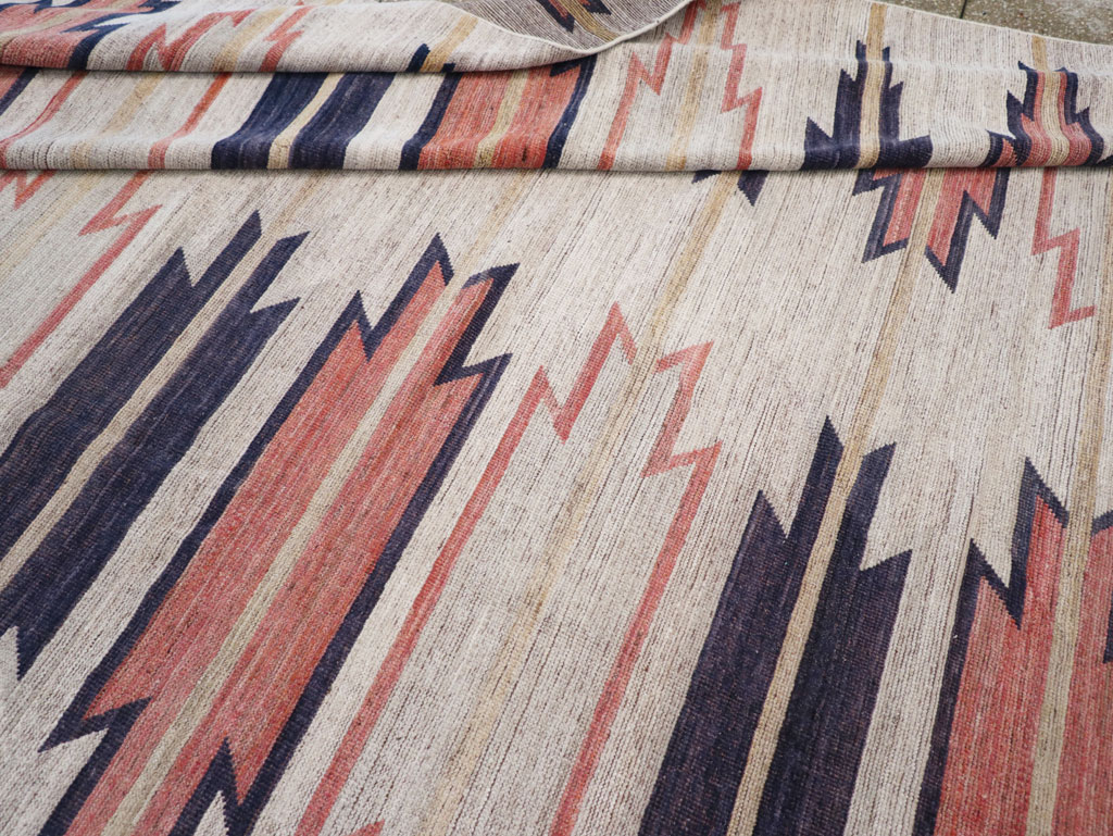 Navajo Inspired Modern East Turkestan Khotan Room Size Carpet, No.32374 - Staging