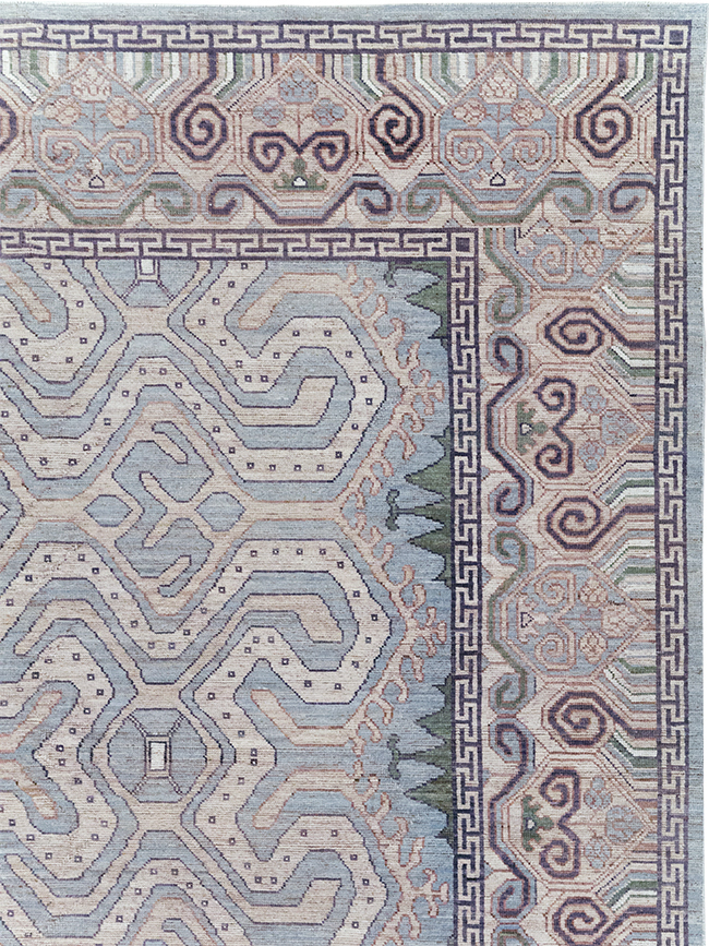 Modern East Turkestan Khotan Room Size Carpet, No.32375 - Staging