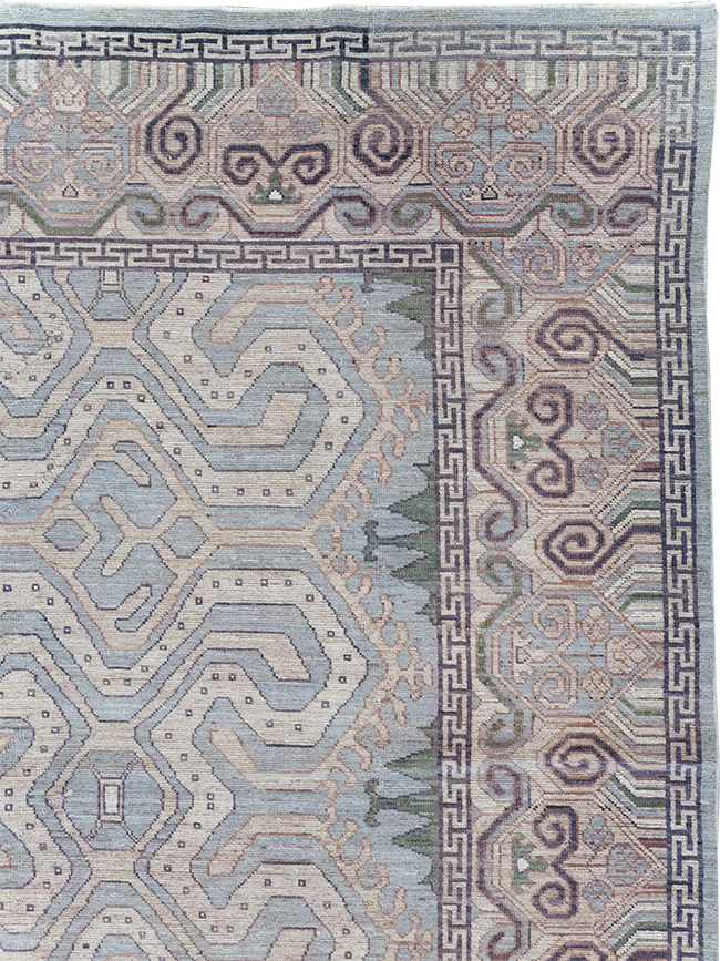 Modern East Turkestan Khotan Room Size Carpet, No.32375 - Staging