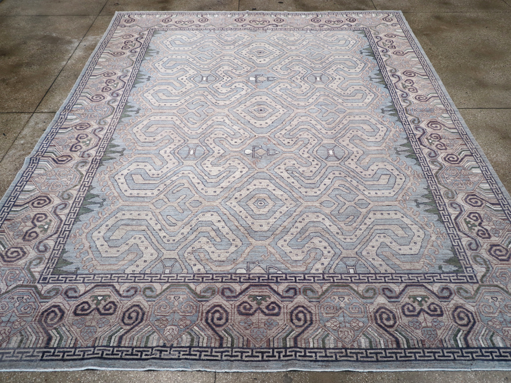 Modern East Turkestan Khotan Room Size Carpet, No.32375 - Staging