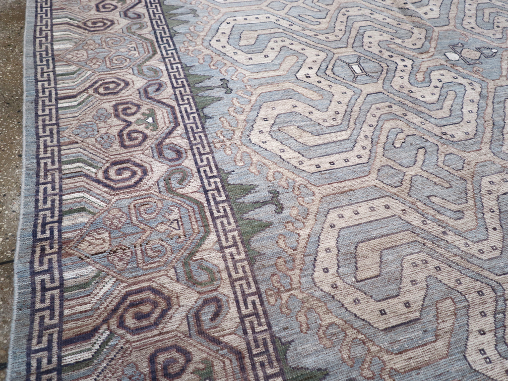 Modern East Turkestan Khotan Room Size Carpet, No.32375 - Staging