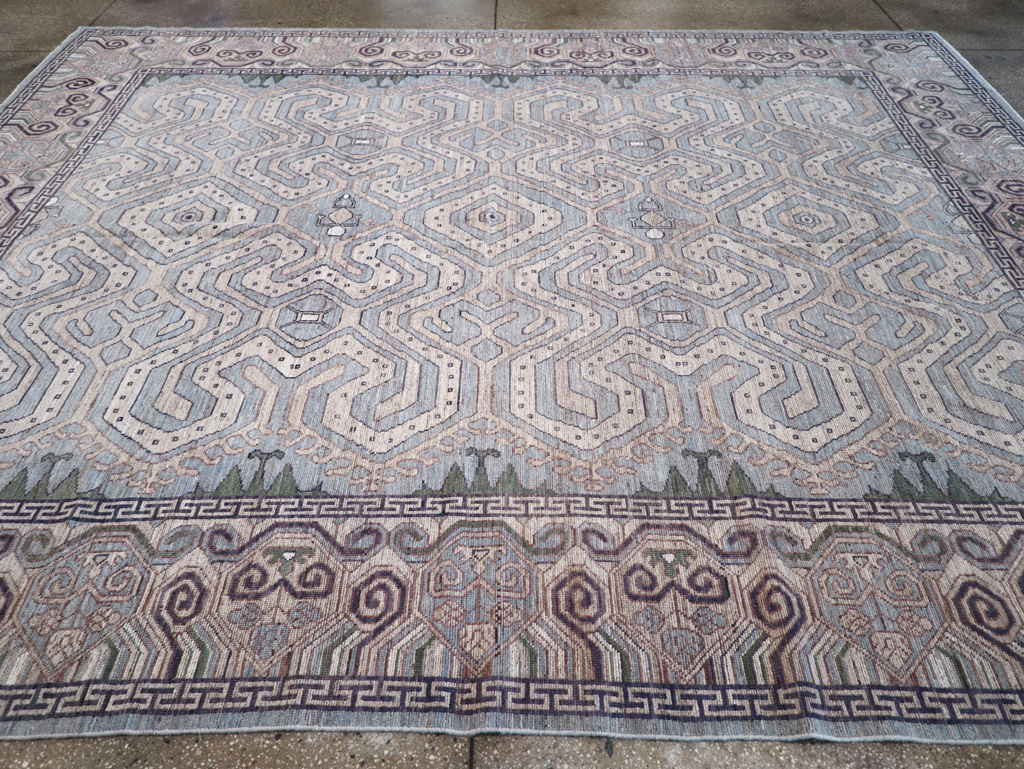 Modern East Turkestan Khotan Room Size Carpet, No.32375 - Staging