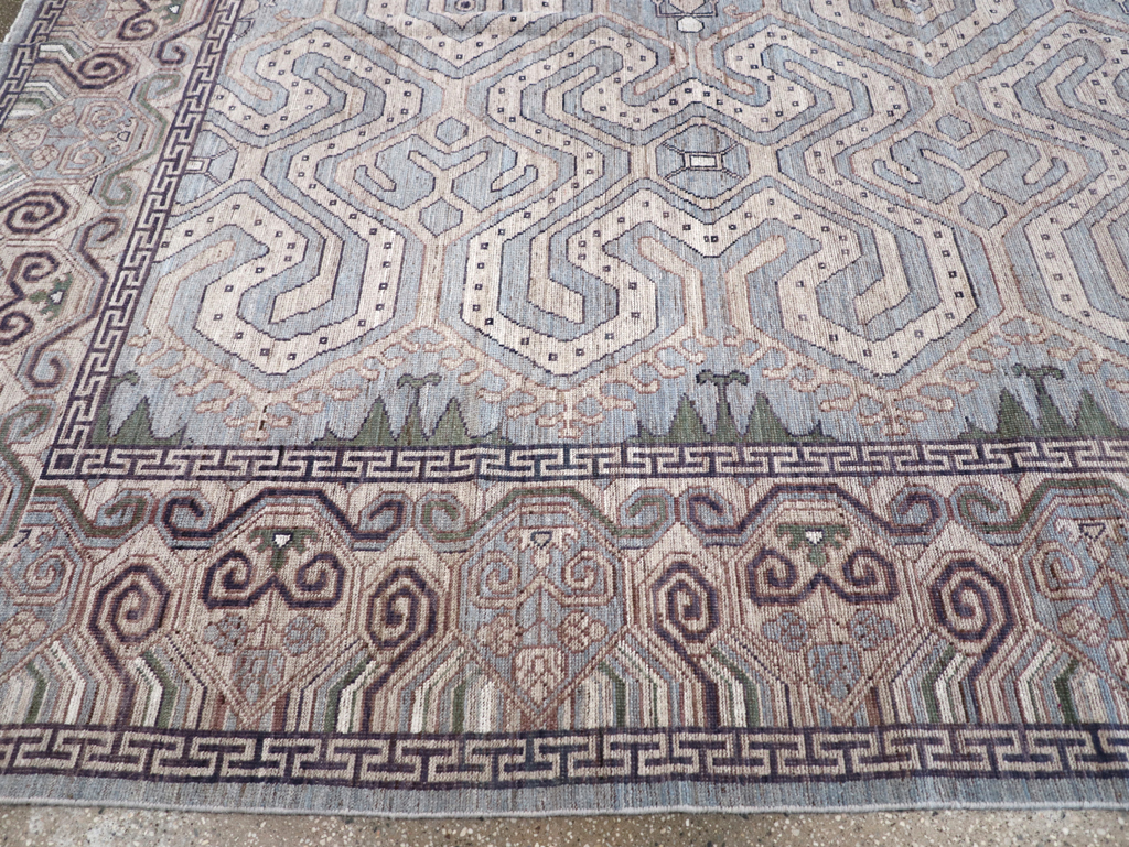 Modern East Turkestan Khotan Room Size Carpet, No.32375 - Staging