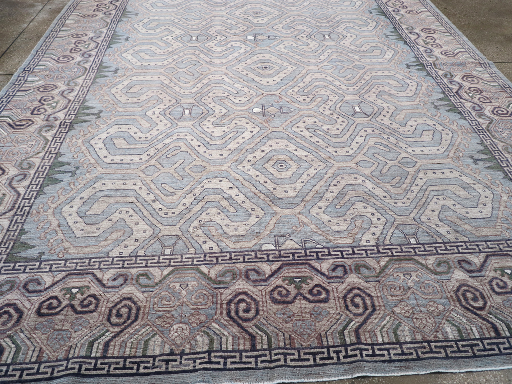 Modern East Turkestan Khotan Room Size Carpet, No.32375 - Staging