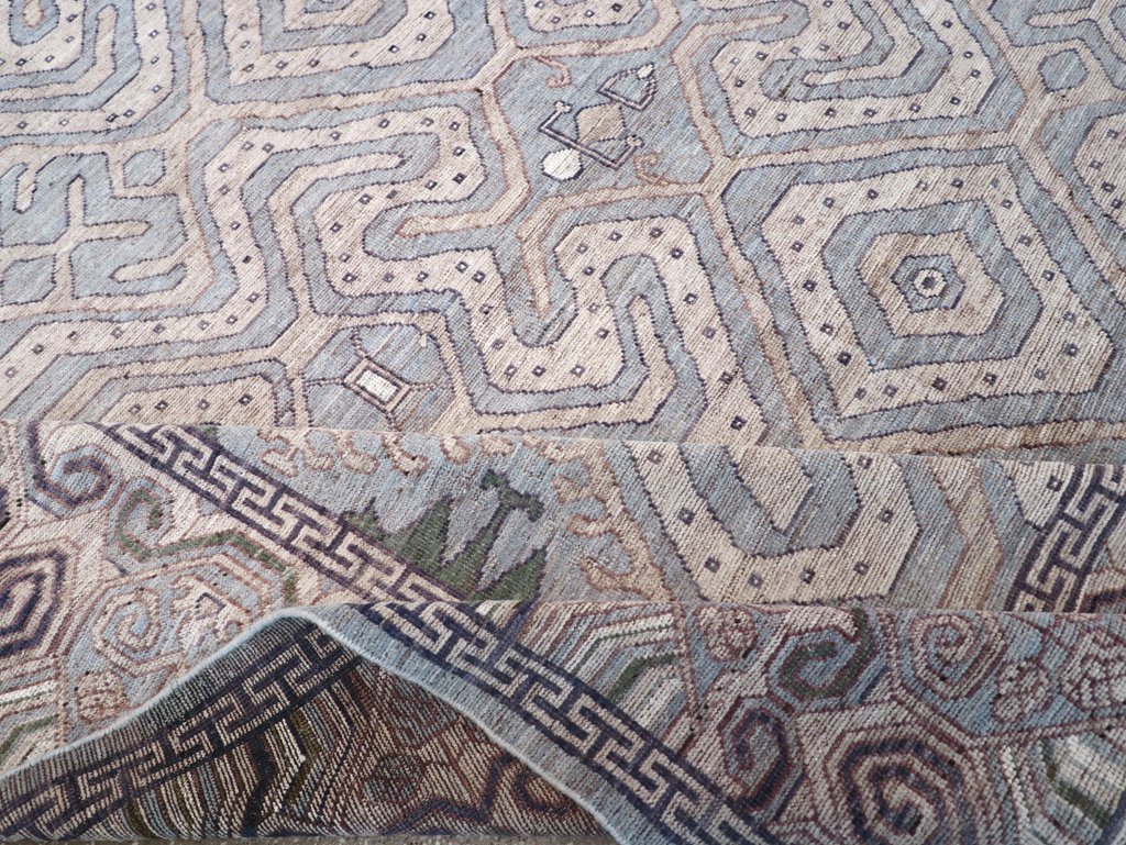 Modern East Turkestan Khotan Room Size Carpet, No.32375 - Staging