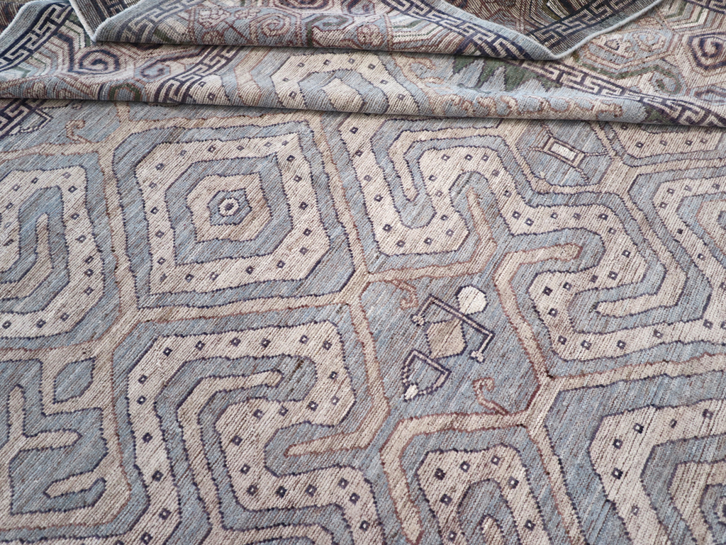 Modern East Turkestan Khotan Room Size Carpet, No.32375 - Staging