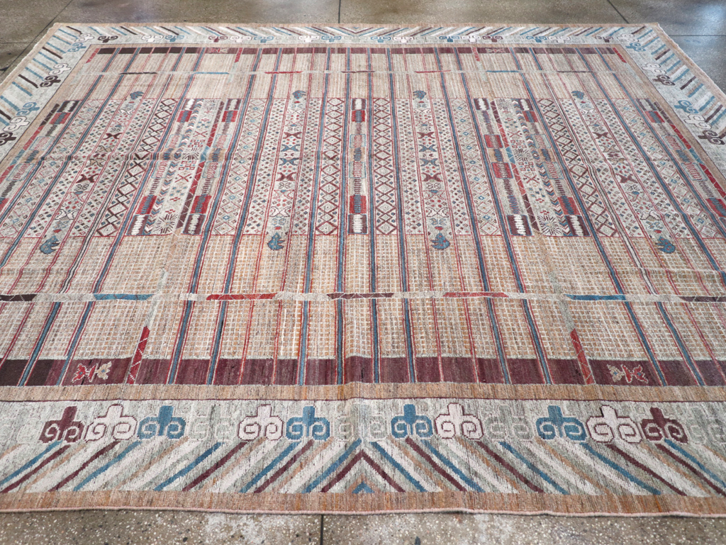 Modern East Turkestan Khotan Room Size Carpet, No.32378 - Staging