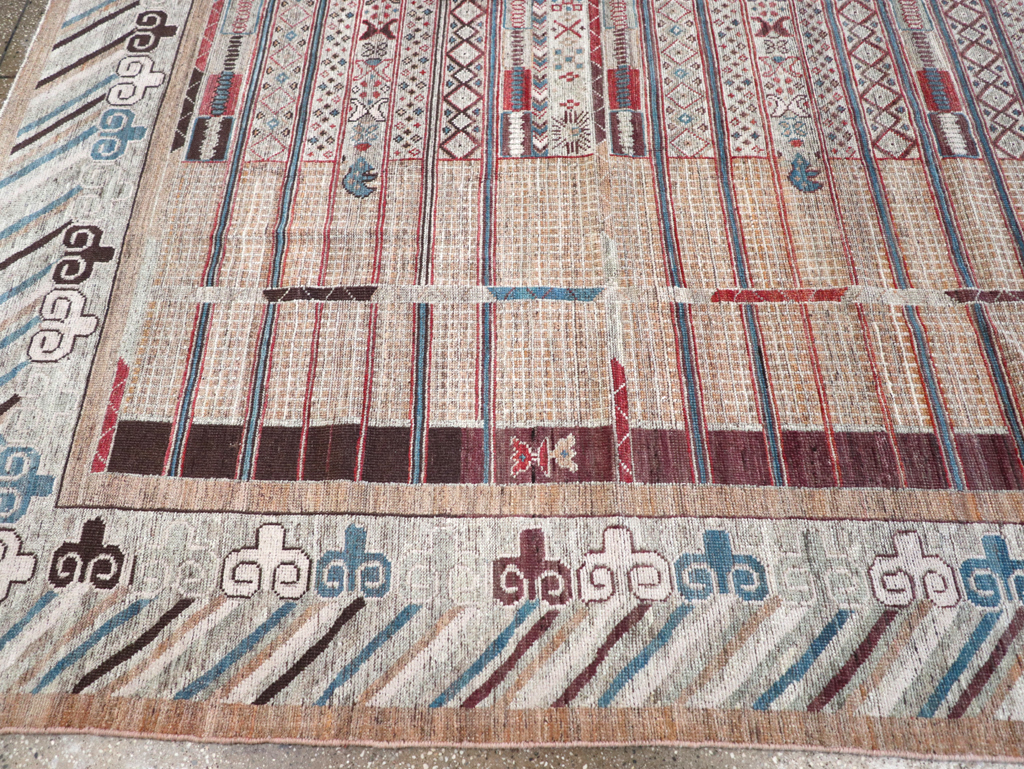 Modern East Turkestan Khotan Room Size Carpet, No.32378 - Staging