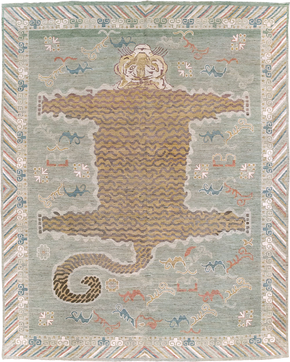 Modern East Turkestan Khotan Pictorial Room Size Carpet, No.32379 - Staging