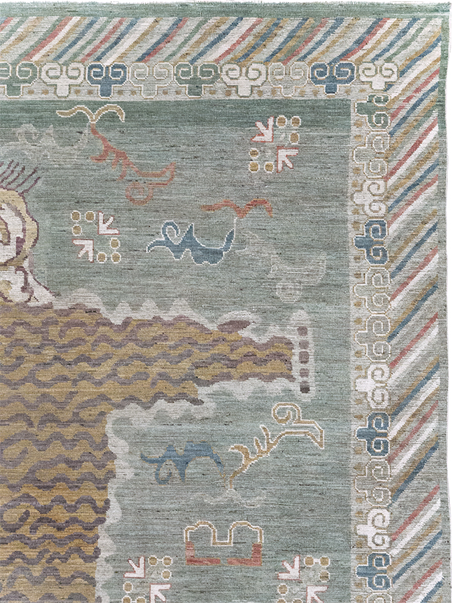 Modern East Turkestan Khotan Pictorial Room Size Carpet, No.32379 - Staging