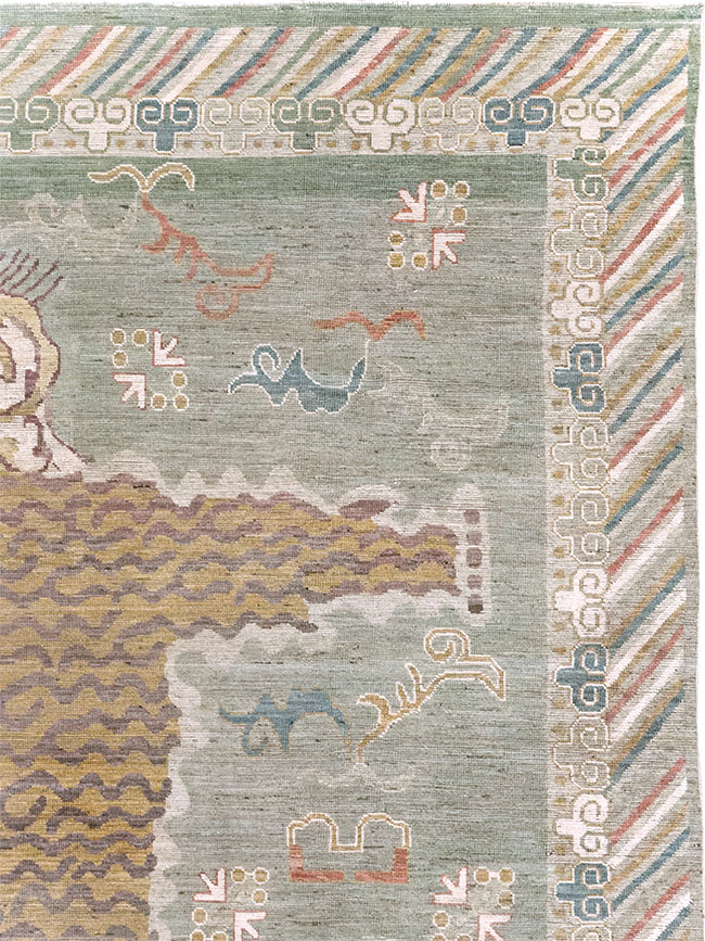 Modern East Turkestan Khotan Pictorial Room Size Carpet, No.32379 - Staging