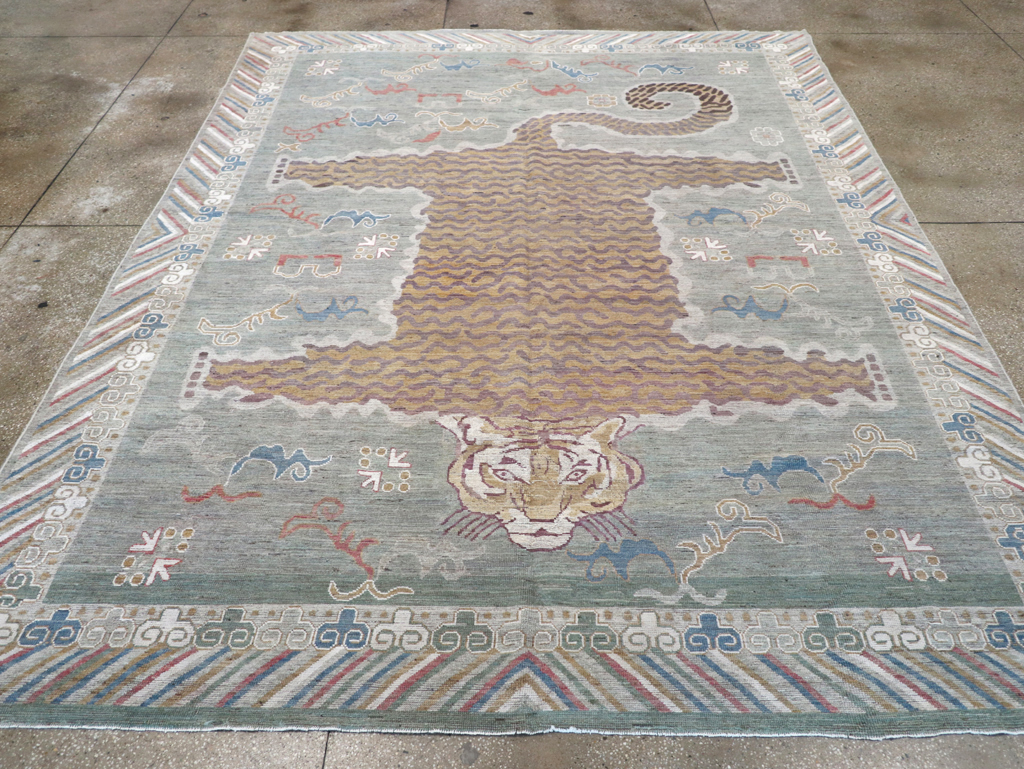 Modern East Turkestan Khotan Pictorial Room Size Carpet, No.32379 - Staging