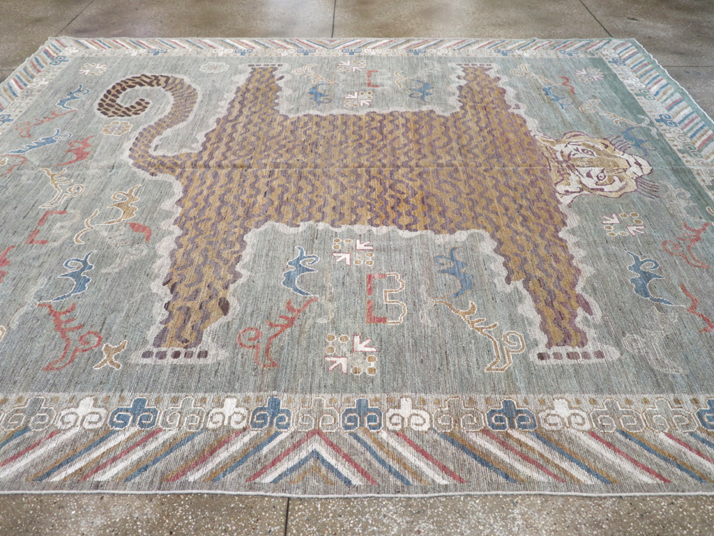 Modern East Turkestan Khotan Pictorial Room Size Carpet, No.32379 - Staging