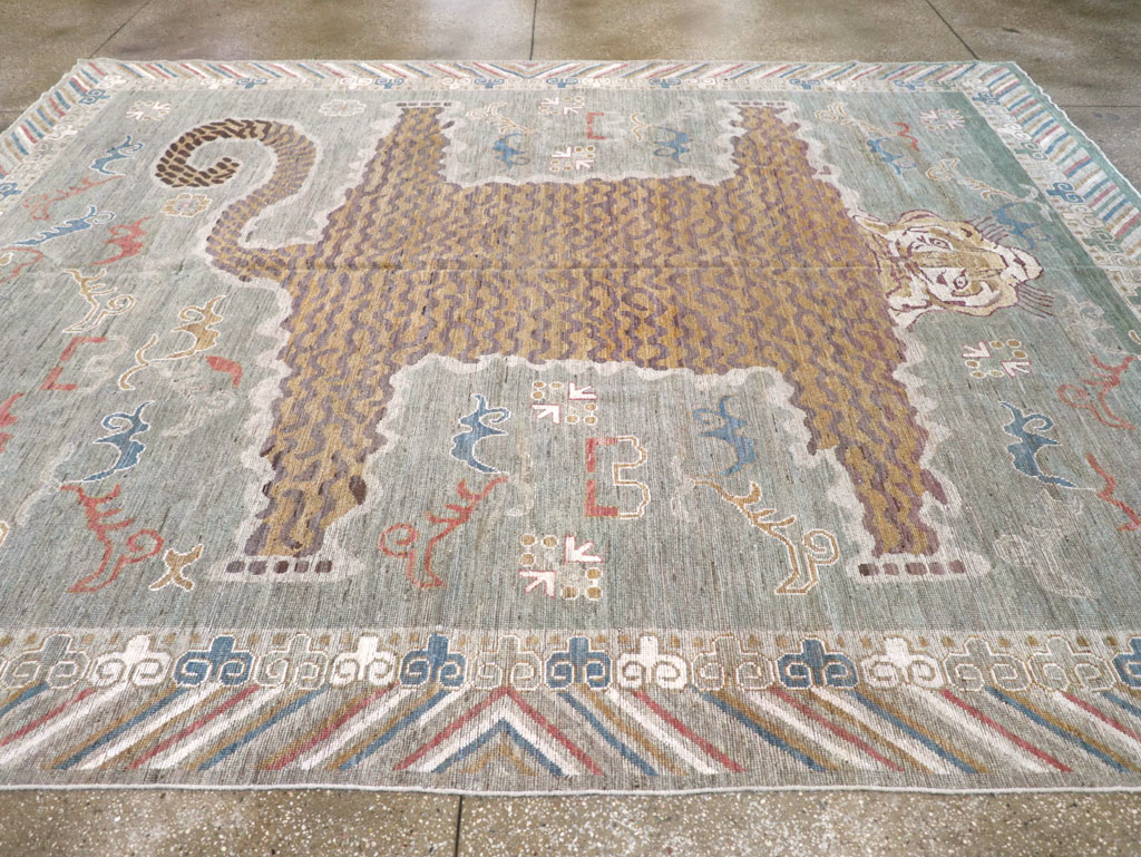 Modern East Turkestan Khotan Pictorial Room Size Carpet, No.32379 - Staging