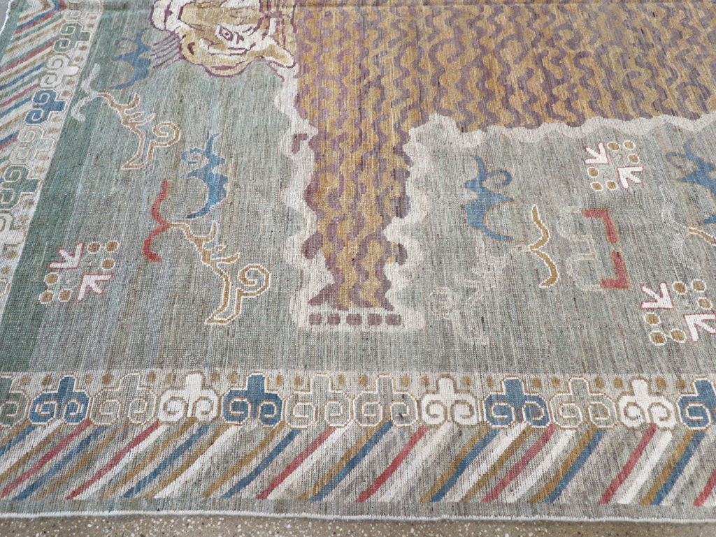 Modern East Turkestan Khotan Pictorial Room Size Carpet, No.32379 - Staging