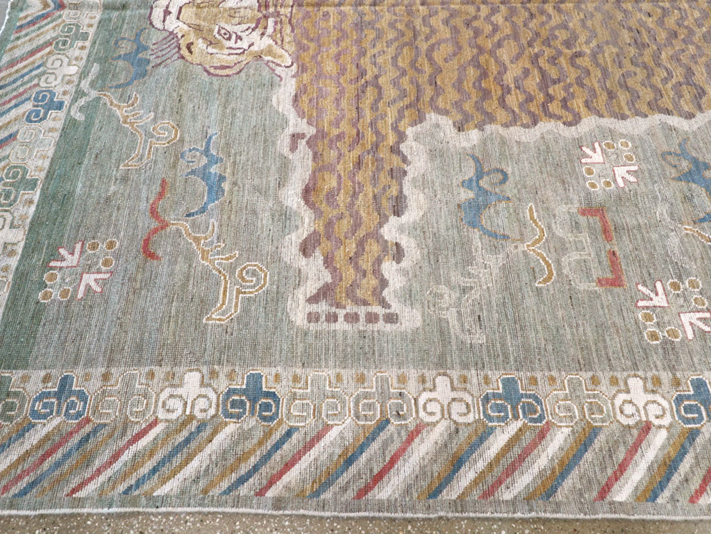 Modern East Turkestan Khotan Pictorial Room Size Carpet, No.32379 - Staging