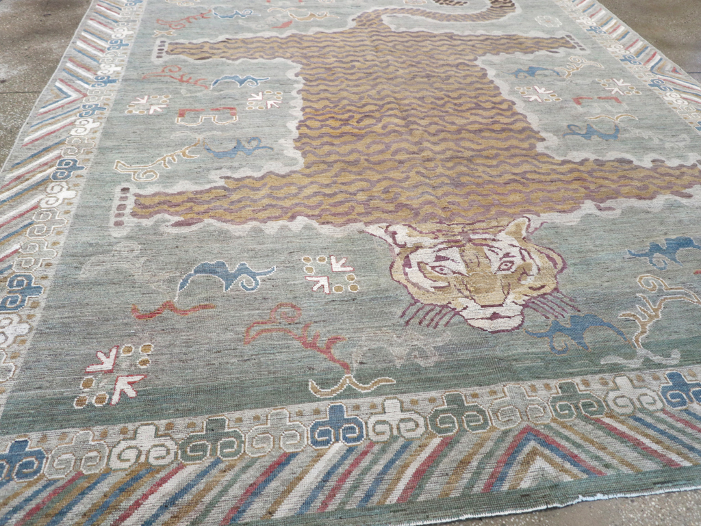 Modern East Turkestan Khotan Pictorial Room Size Carpet, No.32379 - Staging