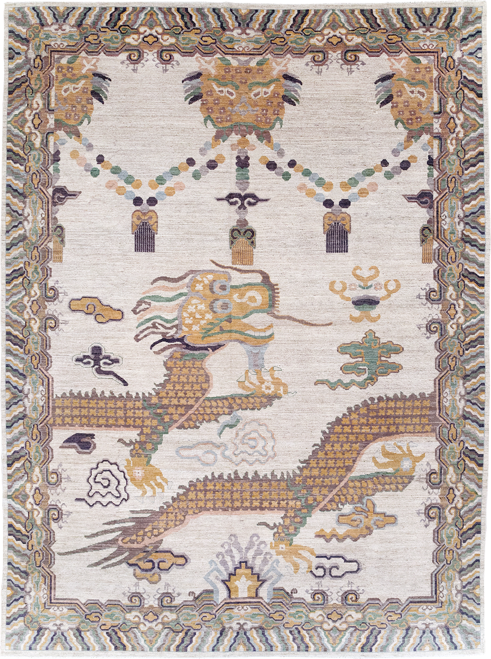 Modern East Turkestan Khotan Pictorial Room Size Carpet, No.32381 - Staging