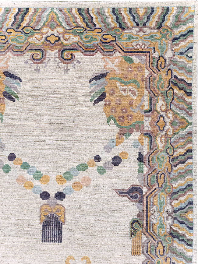 Modern East Turkestan Khotan Pictorial Room Size Carpet, No.32381 - Staging