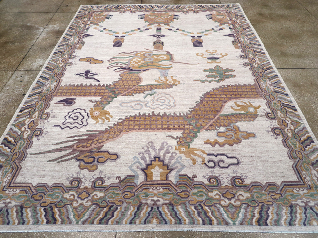 Modern East Turkestan Khotan Pictorial Room Size Carpet, No.32381 - Staging