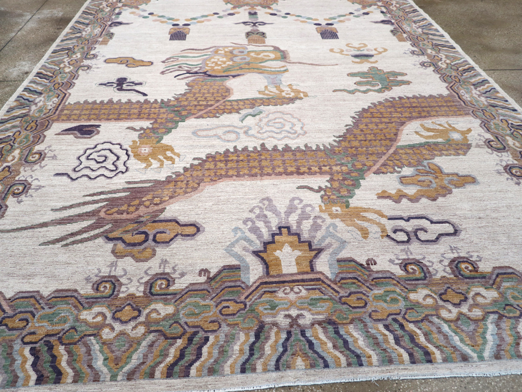 Modern East Turkestan Khotan Pictorial Room Size Carpet, No.32381 - Staging