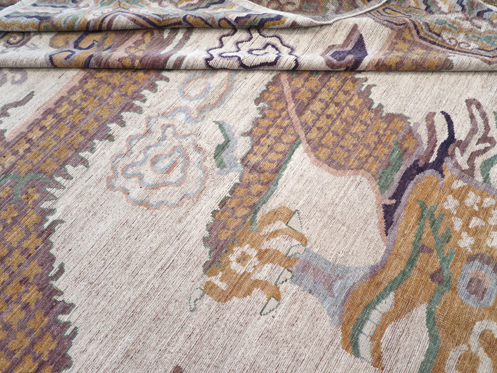 Modern East Turkestan Khotan Pictorial Room Size Carpet, No.32381 - Staging