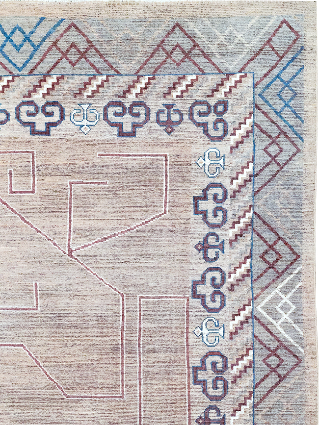Modern East Turkestan Khotan Room Size Carpet, No.32382 - Staging
