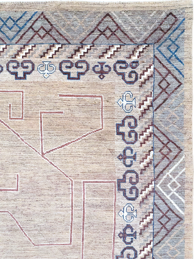 Modern East Turkestan Khotan Room Size Carpet, No.32382 - Staging