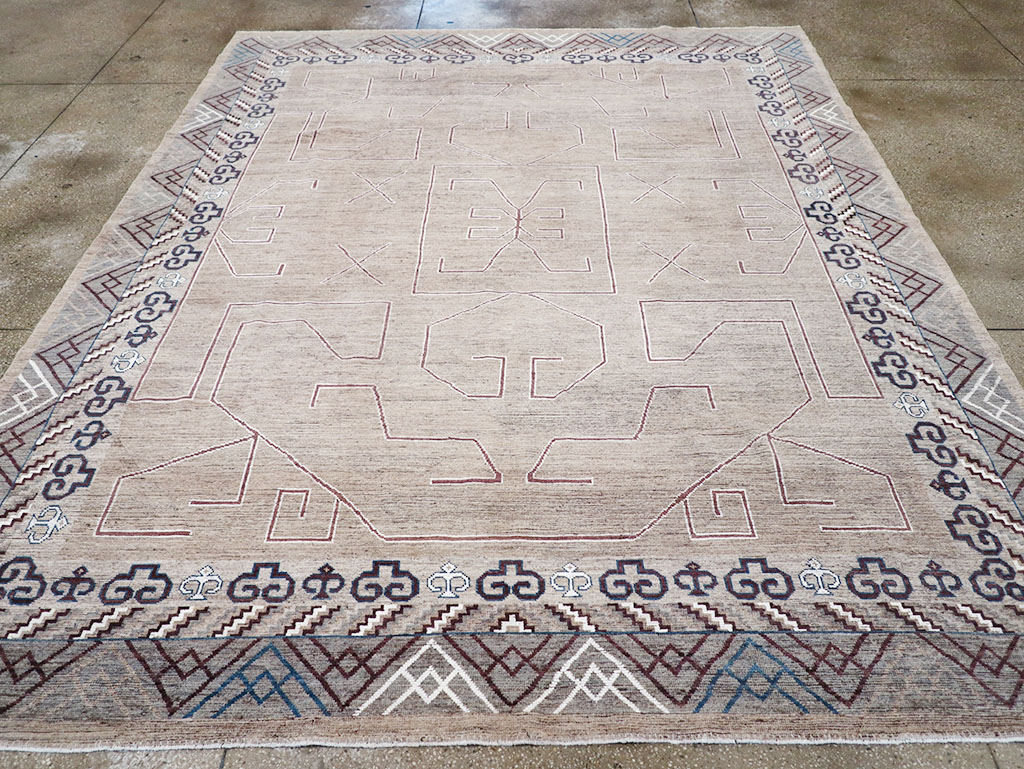 Modern East Turkestan Khotan Room Size Carpet, No.32382 - Staging