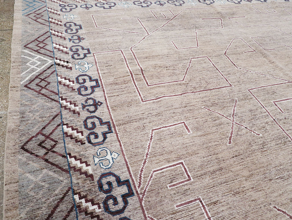 Modern East Turkestan Khotan Room Size Carpet, No.32382 - Staging