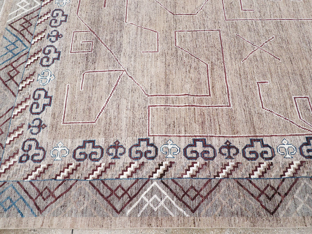 Modern East Turkestan Khotan Room Size Carpet, No.32382 - Staging