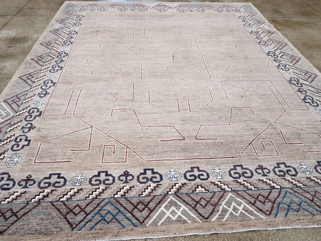 Modern East Turkestan Khotan Room Size Carpet, No.32382 - Staging