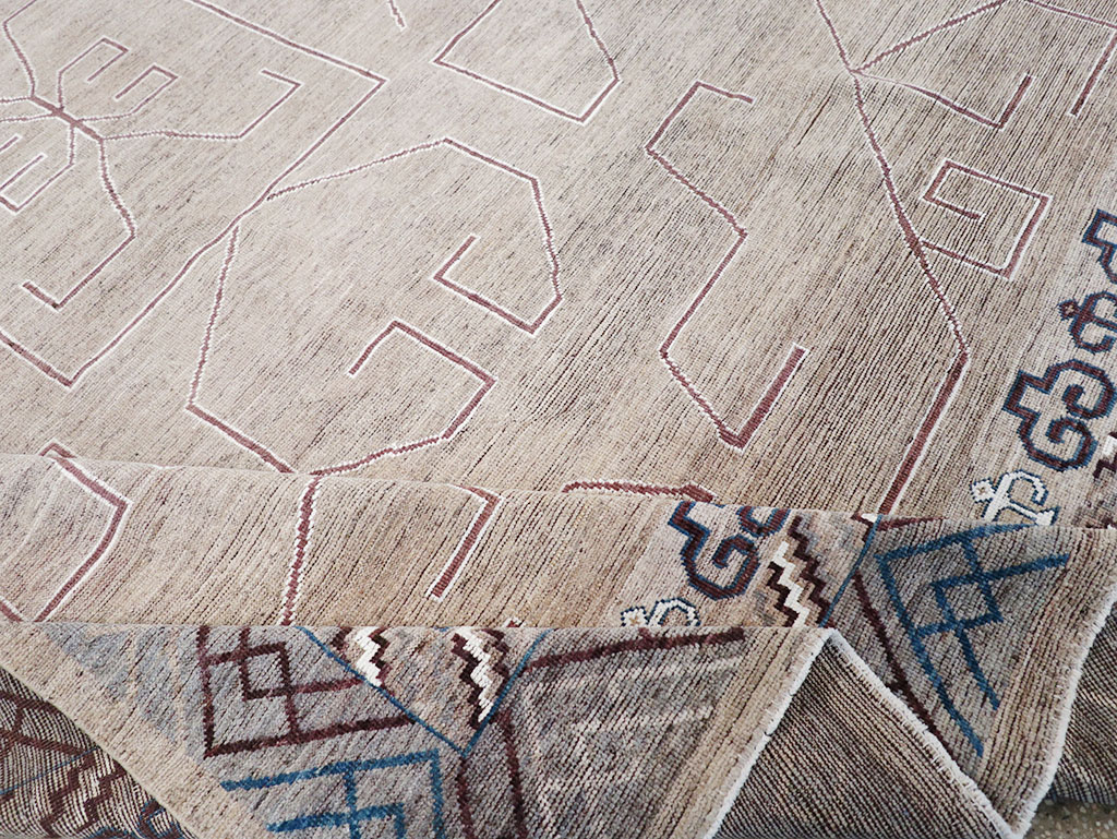 Modern East Turkestan Khotan Room Size Carpet, No.32382 - Staging