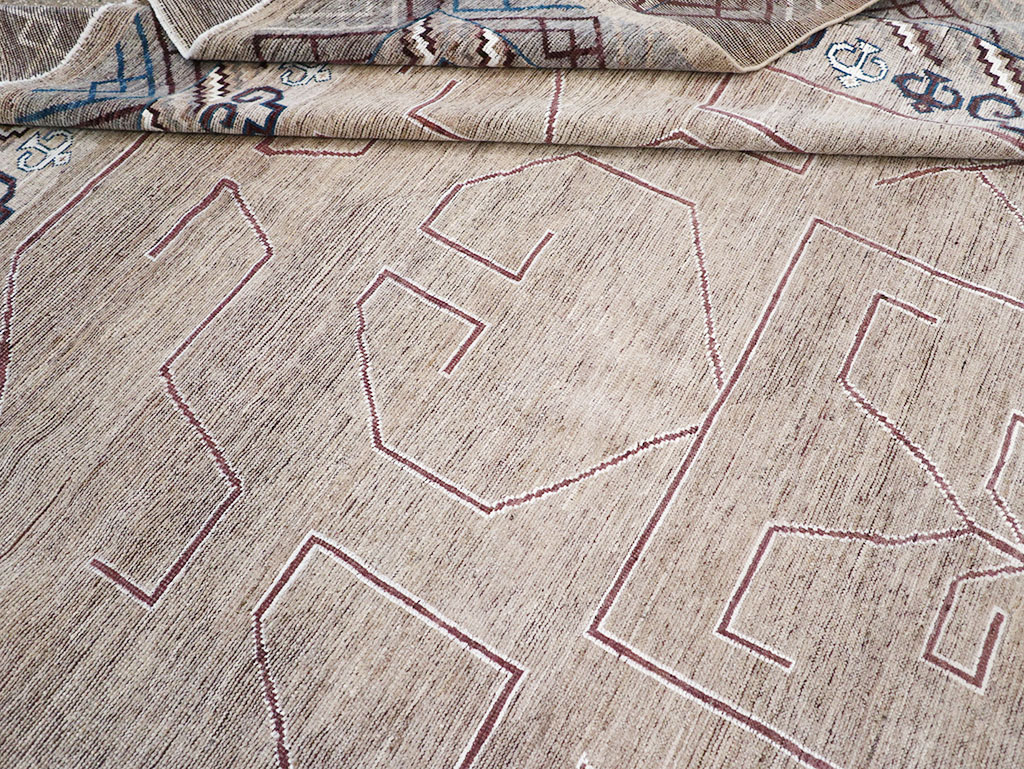 Modern East Turkestan Khotan Room Size Carpet, No.32382 - Staging