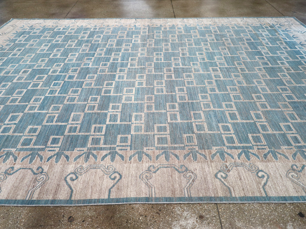 Modern East Turkestan Khotan Room Size Carpet, No.32383 - Staging