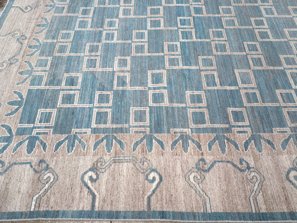 Modern East Turkestan Khotan Room Size Carpet, No.32383 - Staging