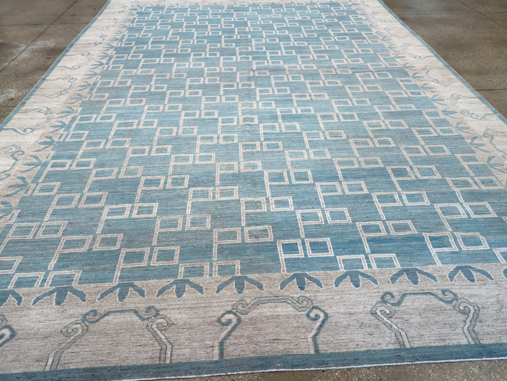 Modern East Turkestan Khotan Room Size Carpet, No.32383 - Staging