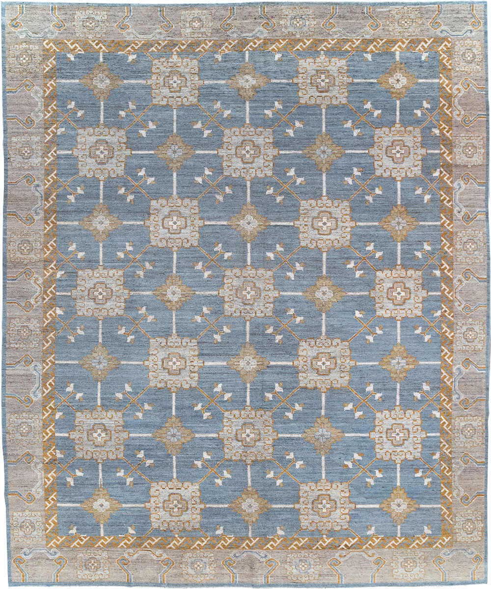 Modern East Turkestan Khotan Room Size Carpet, No.32384 - Staging