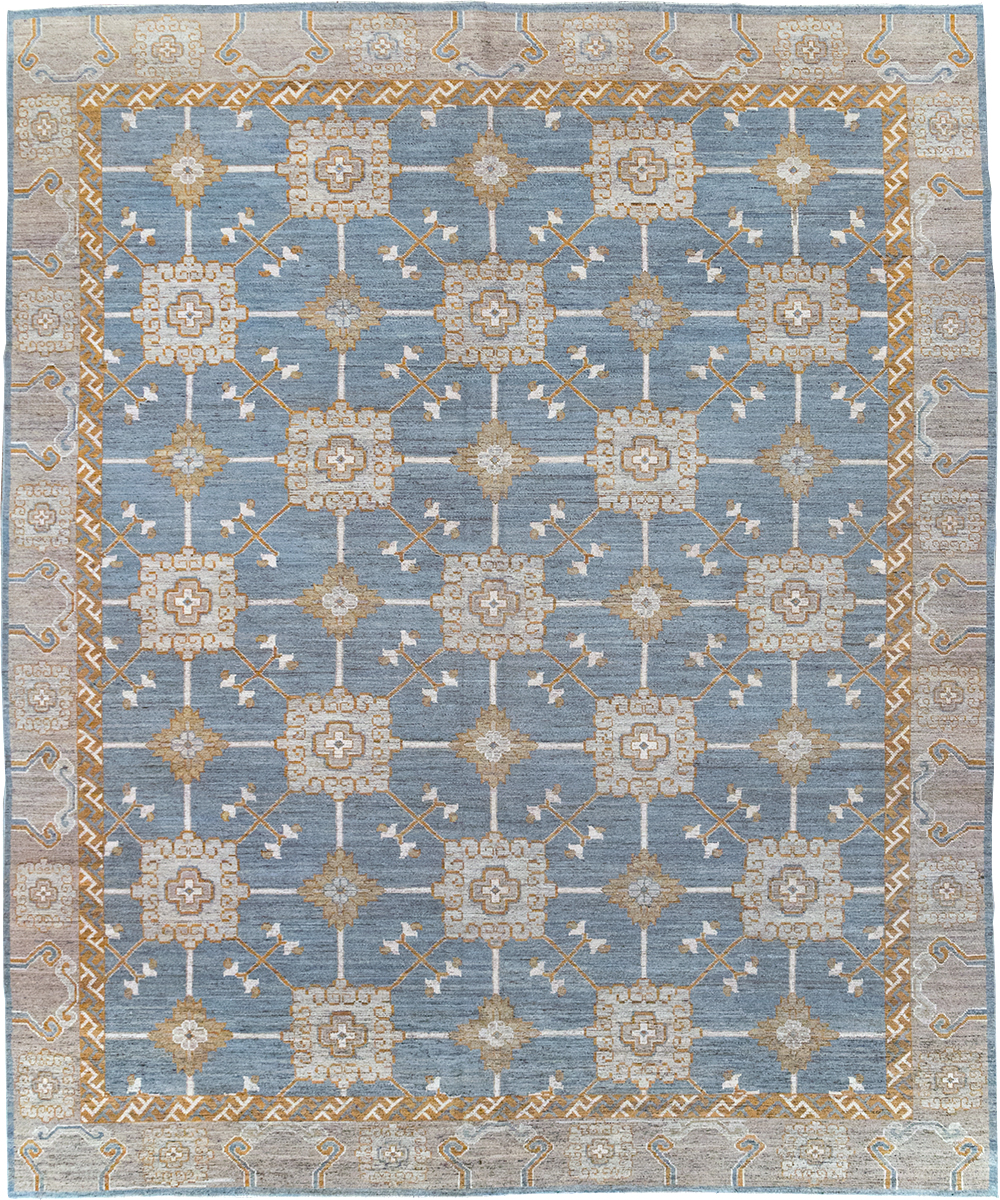 Modern East Turkestan Khotan Room Size Carpet, No.32384 - Staging
