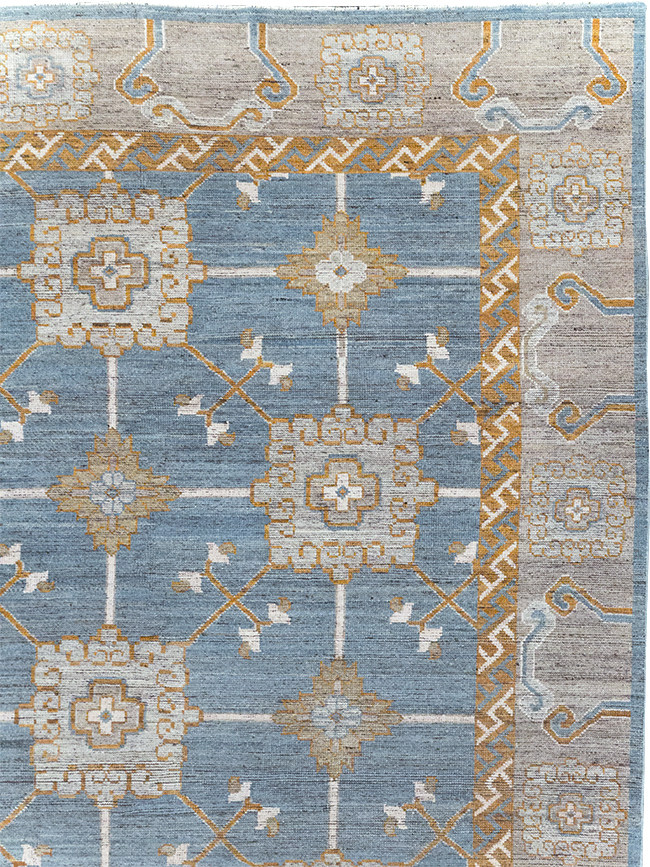 Modern East Turkestan Khotan Room Size Carpet, No.32384 - Staging
