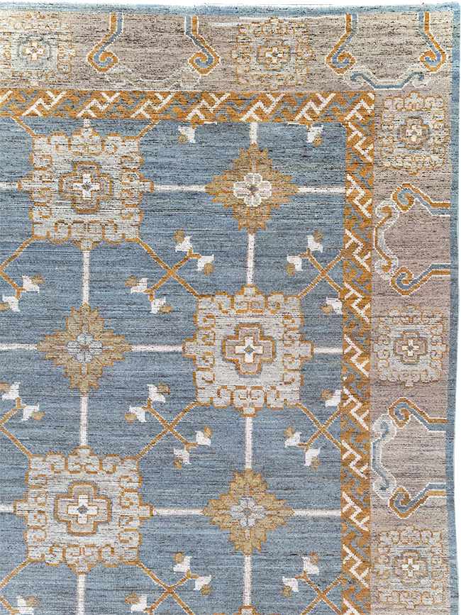 Modern East Turkestan Khotan Room Size Carpet, No.32384 - Staging