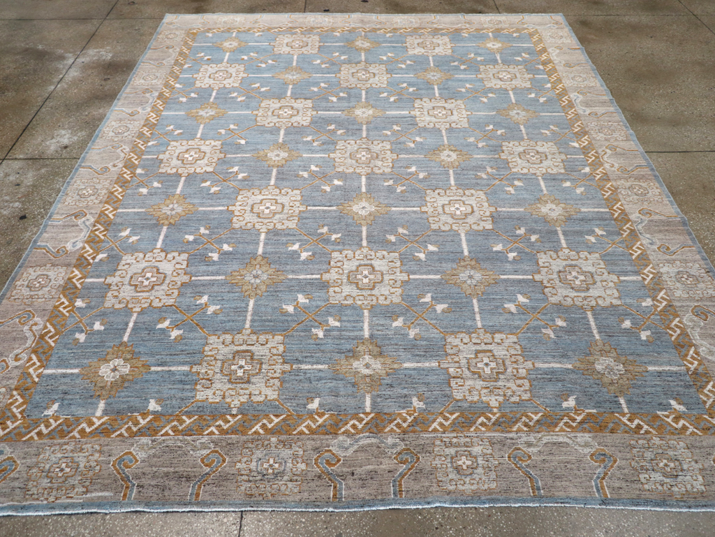 Modern East Turkestan Khotan Room Size Carpet, No.32384 - Staging