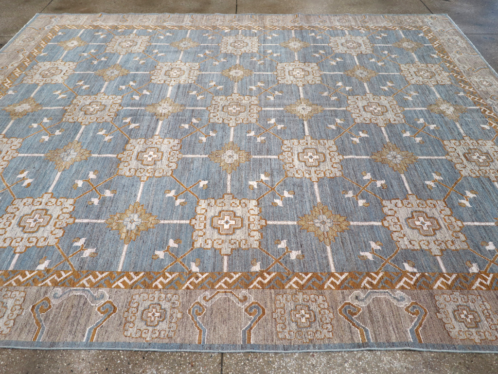 Modern East Turkestan Khotan Room Size Carpet, No.32384 - Staging