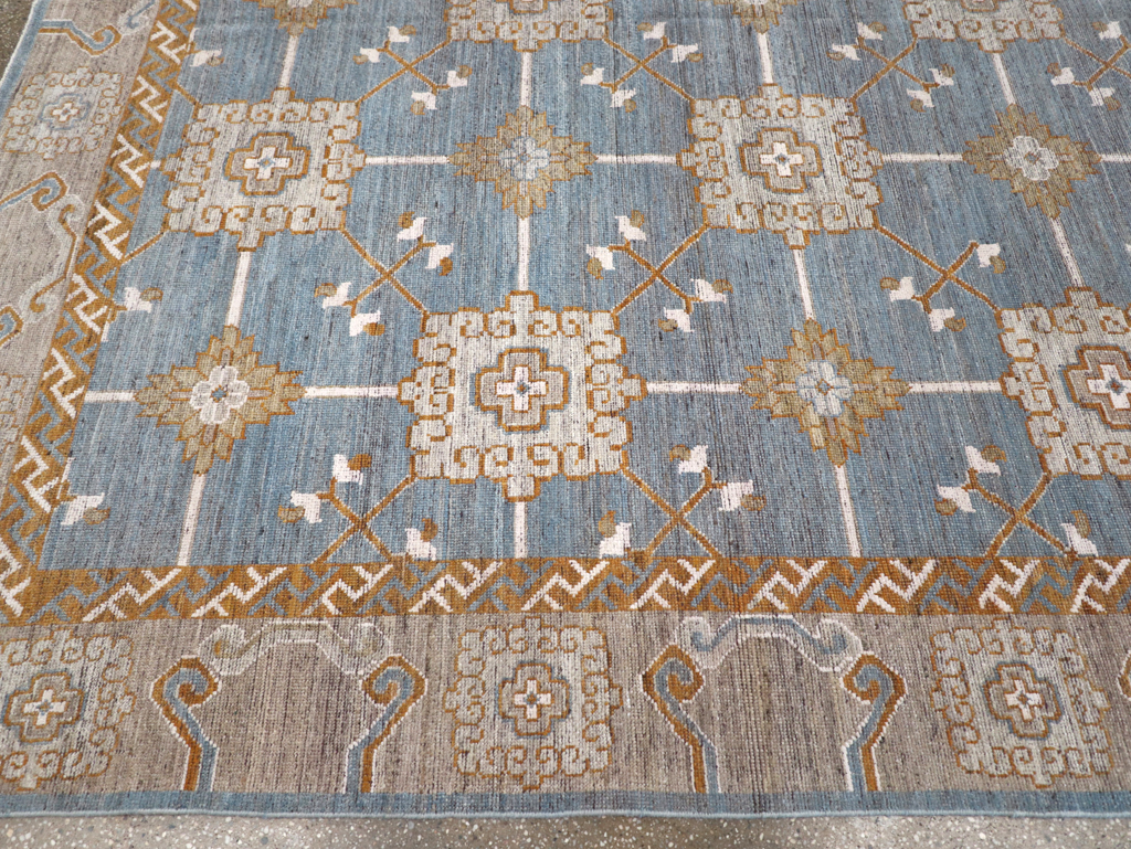 Modern East Turkestan Khotan Room Size Carpet, No.32384 - Staging