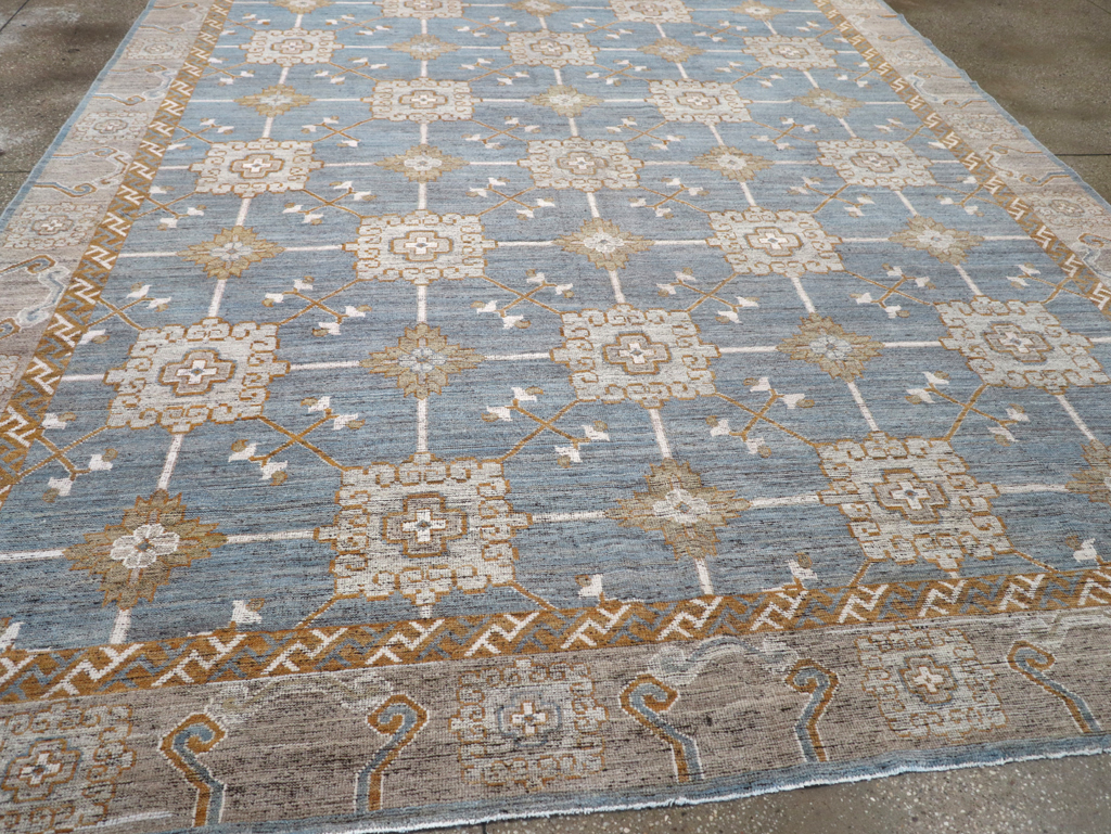 Modern East Turkestan Khotan Room Size Carpet, No.32384 - Staging